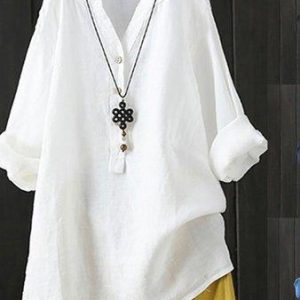 V Neck Cotton Casual Shirts & Tops