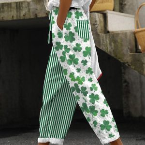 Women's Shamrock St. Patrick's Day Print Casual Pants