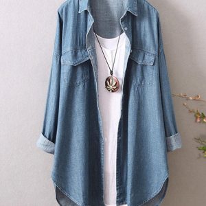 Blue Casual Loose Shirt