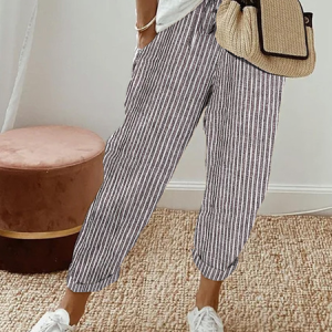 Plus Size Loose Striped Casual Pants