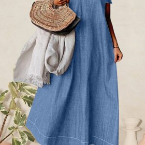 V-Neck Loose Maxi Dress