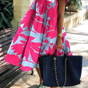 Casual Print Patchwork O Neck A Line Dresses