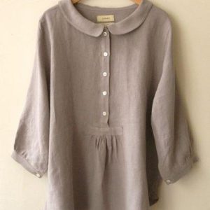 Plus Size Long Sleeve Sweet Solid Blouse