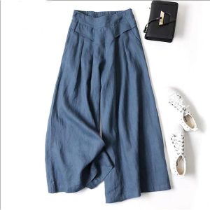 Women's Culottes Wide Leg Pants Trousers 100% Cotton Black White Yellow High Waist Casual Lounge Casual Daily Holiday Pocket Full Length Comfort Plain M L XL XXL 3XL