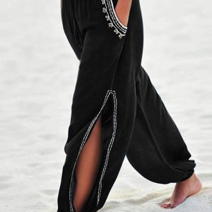 Vintage Side Slit Loose Casual Pants