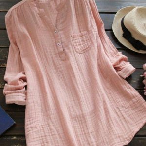 Casual Long Sleeve Solid Shirts & Tops