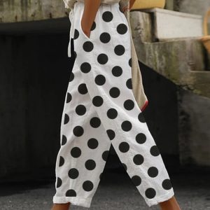 Women's  Art Polka Dot Print Casual Trousers